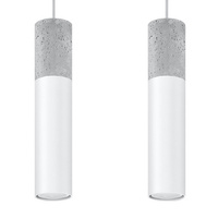 Lampa Sufitowa Wisząca Zwis 2x GU10 Tubularna Biała Szara Nowoczesna Borigio Sollux