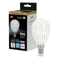 Żarówka LED E14 Kulka 9W 900lm 6000K Zimna 200° Premium Kobi