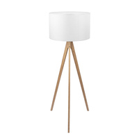 Lampa Podłogowa Stojąca TREVISO WHITE Trójnóg Abażur Biało-Drewniana Skandynawska E27 5038 TK Lighting