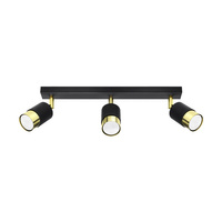 Lampa Sufitowa Oprawa Natynkowa SPOT TUBA Reflektor 3x GU10 Ruchoma Tubularna Czarna Złota Nowoczesna Nero Sollux