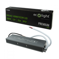 Zasilacz do Taśm LED Hermetyczny 300W 12V 25A IP67 PREMIUM Ecolight