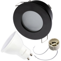 Zestaw Oprawa HALOGENOWA Hermetyczna Łazienkowa PODBITKA AQUS Czarna IP44 + LED GU10 3W 4000K Lumiled