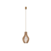 Lampa Sufitowa Wisząca E27 Beżowa Drewno Skandynawska IKA A 4171 Nowodvorski