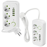 Przedłużacz KOBI LINEA PRO 3x230V 1,5m Uziemienie Wyłącznik 5xUSB Biały