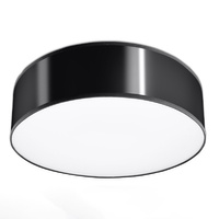 Lampa Sufitowa Plafon 2x E27 Okrągła Czarna Minimalistyczna Arena Sollux