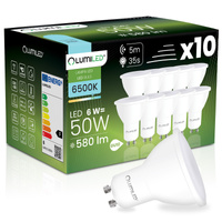 10x Żarówka LED GU10 Reflektor PAR16 6W = 50W 580LM 6500K Zimna 120° z Czujnikiem Ruchu LUMILED