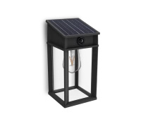 Kinkiet Ogrodowy Lampa Solarna Elewacyjna Zewnętrzna LED 3.2W 470lm 2700K IP44 z Czujnikiem Ruchu i Zmierzchu Czarna Geri Ultra Efficient Philips