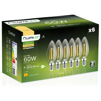 Zestaw 6x Żarówka LED ŚWIECA B35 E14 7W = 60W 806lm 3000K Ciepła 360° Filament LUMILED