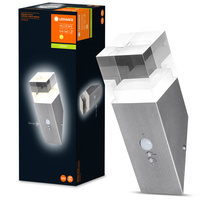 Lampa Ogrodowa Zewnętrzna Kinkiet Elewacyjny LED  4.9W 400lm 3000K IP44 Srebrny Z Czujnikiem Ruchu i Zmierzchu Endura Ledvance