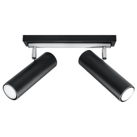 Lampa Sufitowa Oprawa Natynkowa SPOT TUBA Reflektor 2x GU10 Ruchoma Tubularna Czarna Nowoczesna Direzione Sollux
