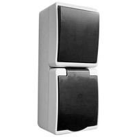 Łącznik Włącznik Hermetyczny Jednobiegunowy Natynkowy 2P+Z AQUATIC MINI IP54 ORNO Biało - Czarny