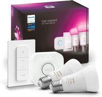 2x Żarówka LED E27 A60 11W = 75W 1055lm 2000-6500K CCT + RGB SMART Inteligentna Bluetooth ZigBee White and Color Ambiance + Mostek Bridge + Regulator PILOT Zestaw Startowy Philips HUE