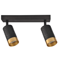 Oprawa Ścienno-Sufitowa Reflektor Punktowy 2x GU10 Czarna Złota ARRAS Sanico Goldlux