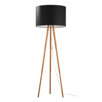 Lampa Podłogowa Stojąca TOKYO Abażur Czarno-Drewniana Sosna Skandynawska E27 5298 TK Lighting