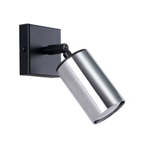 Lampa Ścienna Oprawa Natynkowa Kinkiet GU10 SPOT TUBA Reflektor Ruchoma Tubularna Czarna Chrom Nowoczesna Winx Sollux