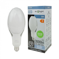 Żarówka LED E27 30W 3000lm 6000K Zimna Rocket + Adapter E40 Ecolight