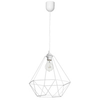 Lampa wisząca BASKET 1xE27 Geometryczny Kształt Loft Biała Koszyk Diament MLP7212 Metal