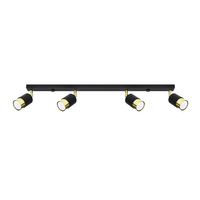 Lampa Sufitowa Oprawa Natynkowa SPOT TUBA Reflektor 4x GU10 Ruchoma Tubularna Czarna Złota Nowoczesna Nero Sollux