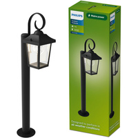 Lampa Ogrodowa Stojąca Zewnętrzna LED E27 SŁUPEK 75cm LATARNIA IP44 Czarna Buzzard Philips