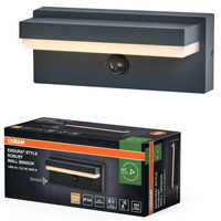 Kinkiet Ogrodowy Lampa Elewacyjna Zewnętrzna LED z Czujnikiem Ruchu i Zmierzchu 12.5W 1000lm 3000K Ciepła Szary IP54 Endura Osram