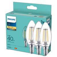 3x Żarówka LED E14 Świeczka B35 4,3W = 40W 470lm 2700K Ciepła FILAMENT Philips