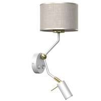 Lampa Ścienna Kinkiet LINO Biała Lniana 1xE27 + 1x mini GU10 Milagro