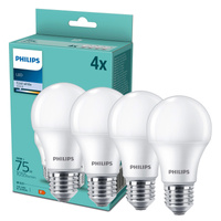 4PAK Żarówka LED E27 A60 10W = 75W 1055lm 4000K Neutralna Mleczny PHILIPS 