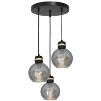 Lampa wisząca OMEGA 3xE27 Przydymione Szkło Kula MLP6533 Milagro Metal + Szkło