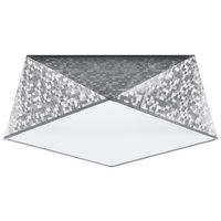 Lampa Sufitowa Plafon 2x E27 Geometryczna Srebrna Nowoczesna Hexa Sollux