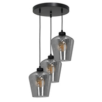 Lampa wisząca SANTIAGO 3xE27 Klosz Przydymione Szkło MLP6612 Metal + Szkło