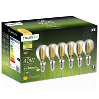 6x Żarówka LED E14 Kulka P45 4W = 40W 470lm 3000K Ciepła 360° FILAMENT LUMILED