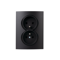 Gniazdo Sieciowe Zasilające Podwójne Ochrona Styków 16A Uziemienie Prostokątne Czarne LOGI Kanlux