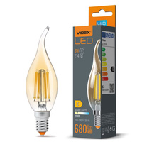 Żarówka LED E14 C35 Świeczka 6W = 52W 680lm 2200K Ciepła 360° FILAMENT Bursztynowa Videx