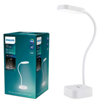 Lampka Biurkowa LED 5W 90lm 5000K USB Biała Rock Philips