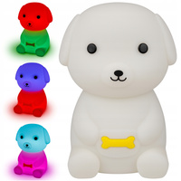 Lampka Nocna Dekoracyjna Pies Dziecięca LED 2.5W 18lm 3000K Ciepła RGB 360° Biała Masterled