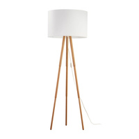 Lampa Podłogowa Stojąca TOKYO Abażur Biało-Drewniana Sosna Skandynawska E27 5287 TK Lighting
