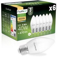 6x Żarówka LED E27 Świeczka B35 5W = 40W 470lm 3000K Ciepła 180° LUMILED