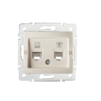 Gniazdo Komputerowo-Telefoniczne RJ45 RJ11 Kwadratowe Beżowe LOGI Kanlux