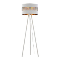 Lampa Podłogowa Stojąca TAGO WHITE Abażur Biało-Złota Nowoczesna 145cm E27 5055 TK Lighting