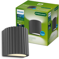 Kinkiet Ogrodowy Lampa Zewnętrzna Elewacyjna LED 4.3W 800lm 2700K Ciepła IP44 Ryflowany Antracyt UltraEfficient Zyra Philips