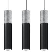 Lampa Sufitowa Wisząca Zwis 3x GU10 Tubularna Czarna Szara Nowoczesna Borigio Sollux