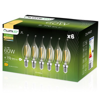 6x Żarówka LED E14 Świeczka BA35 7W = 60W 806lm 3000K Ciepła 360° FILAMENT LUMILED
