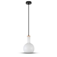 Lampa Wisząca Oprawa E27 Szklany klosz biały okrągły VT-7205 V-TAC