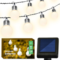 Girlanda Solarna Ogrodowa Łańcuch Świetlny 3.8m 10 LED Mlecznych Kuleczek