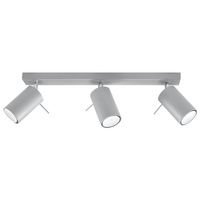 Lampa Sufitowa Oprawa Natynkowa 3x GU10 SPOT TUBA Reflektor Ruchoma Minimalistyczna Tubularna Szara Nowoczesna Ring Sollux