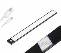 Lampka Podszafkowa LED Listwa Meblowa 2W 4500K 40cm z Czujnikiem Ruchu Czarna