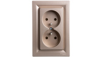 ASFORA Gniazdo 2x2P+PE brąz EPH9800269