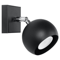 Lampa Ścienna Oprawa Natynkowa Reflektor GU10 Ruchoma Minimalistyczna Kulista Czarna Nowoczesna Oculare Sollux