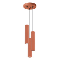 Lampa Wisząca Sufitowa Zwis Tuba Spot 3x GU10 Ochra Czerwona Karbon Deep Space SL.1633 Sollux