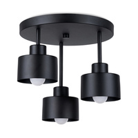 Lampa Sufitowa Plafon 3x E27 Geometryczna Czarna Nowoczesna Savar Sollux